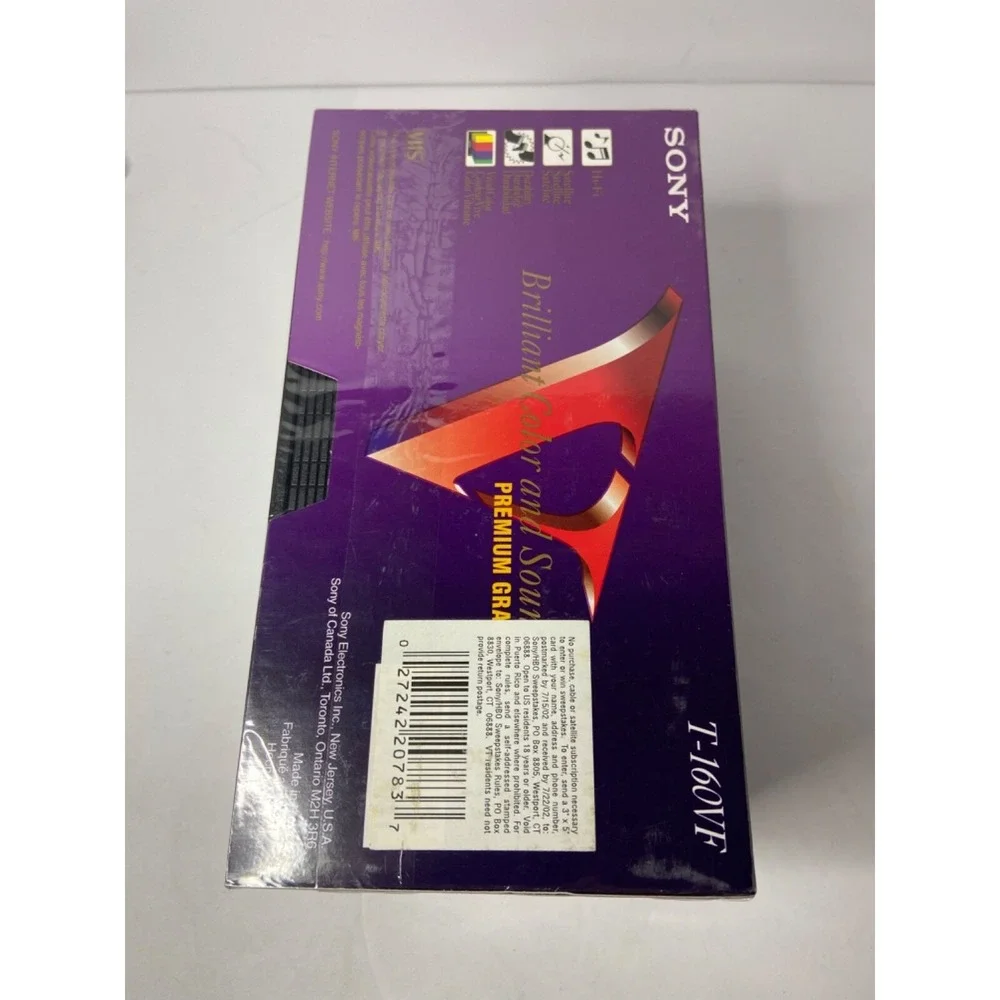 Sony 4 Pack VHS Tapes Blank Premium Grade T-160VF 8 HR EP VCR Video Cassettes F5